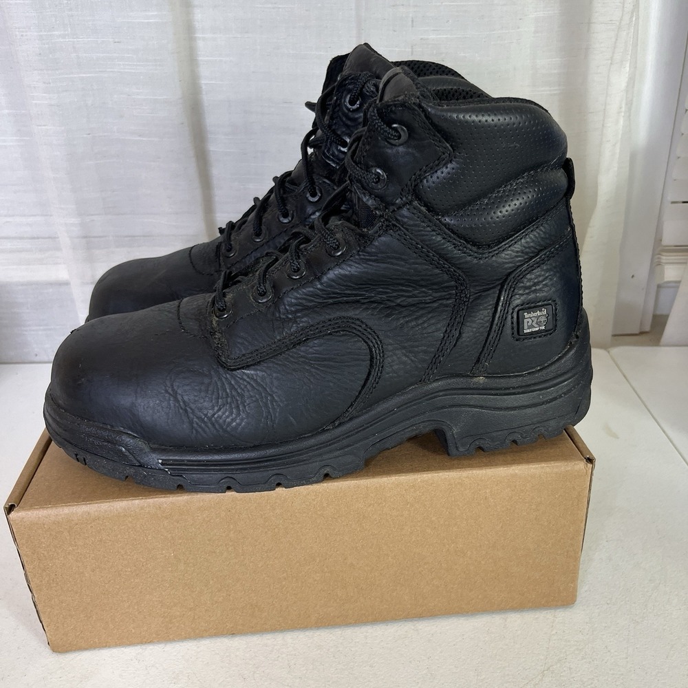 Timberland PRO Men's Titan Black Leather Boots Mens Size 9.5 Wide Composite Toe
